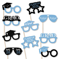 Light Blue Grad Glasses - Best is Yet to Come - Light Blue 2026 Paper Card Stock Graduation Party Photo Booth Props Kit - 10 Count