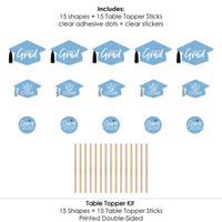 Light Blue Grad - Best is Yet to Come - 2026 Light Blue Graduation Party Centerpiece Sticks - Table Toppers - Set of 15
