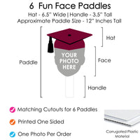 Custom Fun Face Maroon Grad Paddles - 6 Ct