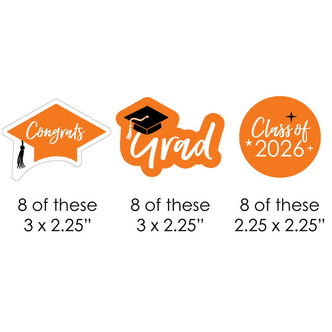 Orange Grad - Best is Yet to Come - DIY Shaped 2026 Graduation Party Paper Cut-Outs - 24 ct