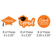 Orange Grad - Best is Yet to Come - DIY Shaped 2026 Graduation Party Paper Cut-Outs - 24 ct