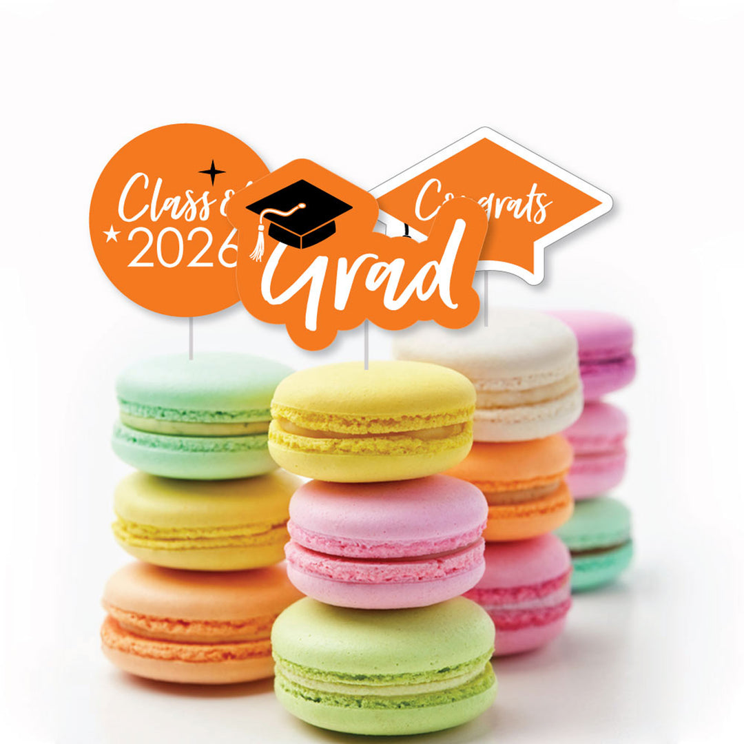 Orange Grad - Best is Yet to Come - DIY Shaped 2026 Graduation Party Paper Cut-Outs - 24 ct