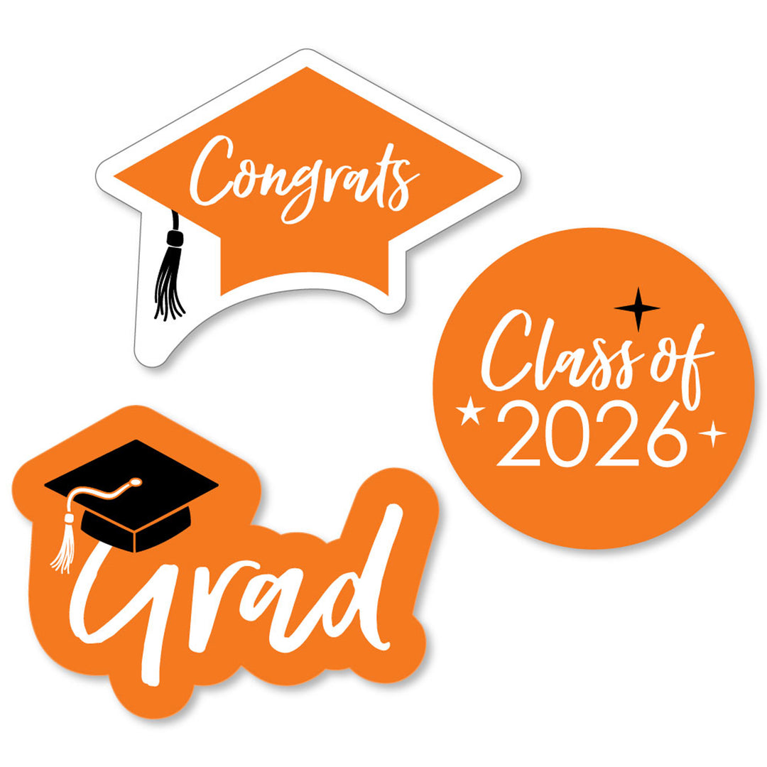 Orange Grad - Best is Yet to Come - DIY Shaped 2026 Graduation Party Paper Cut-Outs - 24 ct