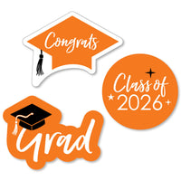 Orange Grad - Best is Yet to Come - DIY Shaped 2026 Graduation Party Paper Cut-Outs - 24 ct