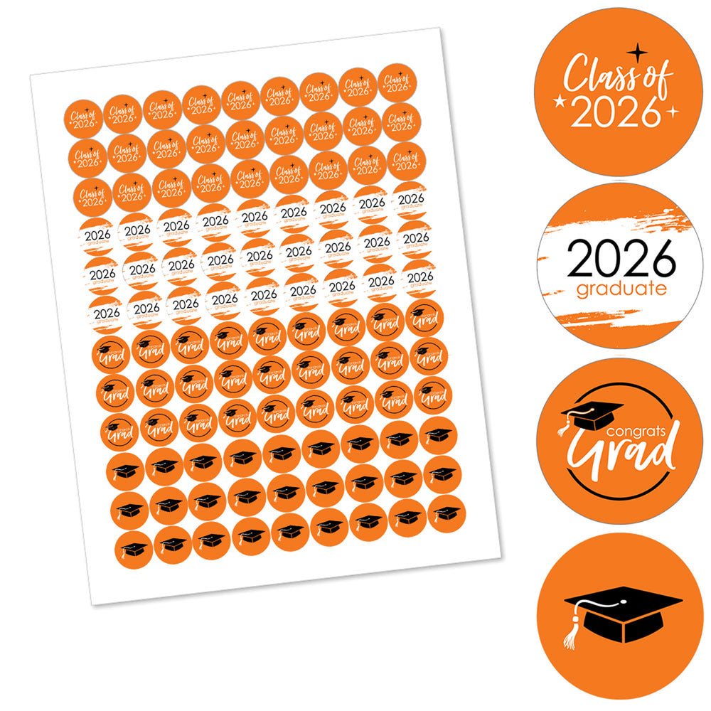 Orange Grad - Best is Yet to Come - Round Candy Labels 2026 Graduation Party Favors - Fits Hershey's Kisses 108 Ct