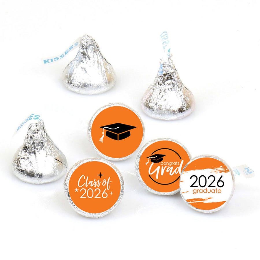 Orange Grad - Best is Yet to Come - Round Candy Labels 2026 Graduation Party Favors - Fits Hershey's Kisses 108 Ct
