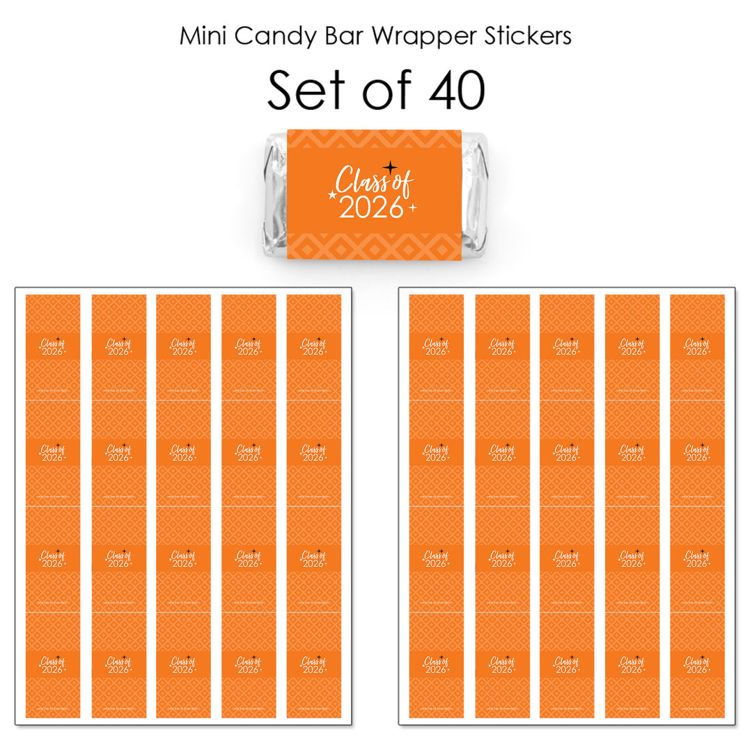 Orange Grad - Best is Yet to Come - Mini Candy Bar Wrapper Stickers - 2026 Orange Graduation Party Small Favors - 40 Count