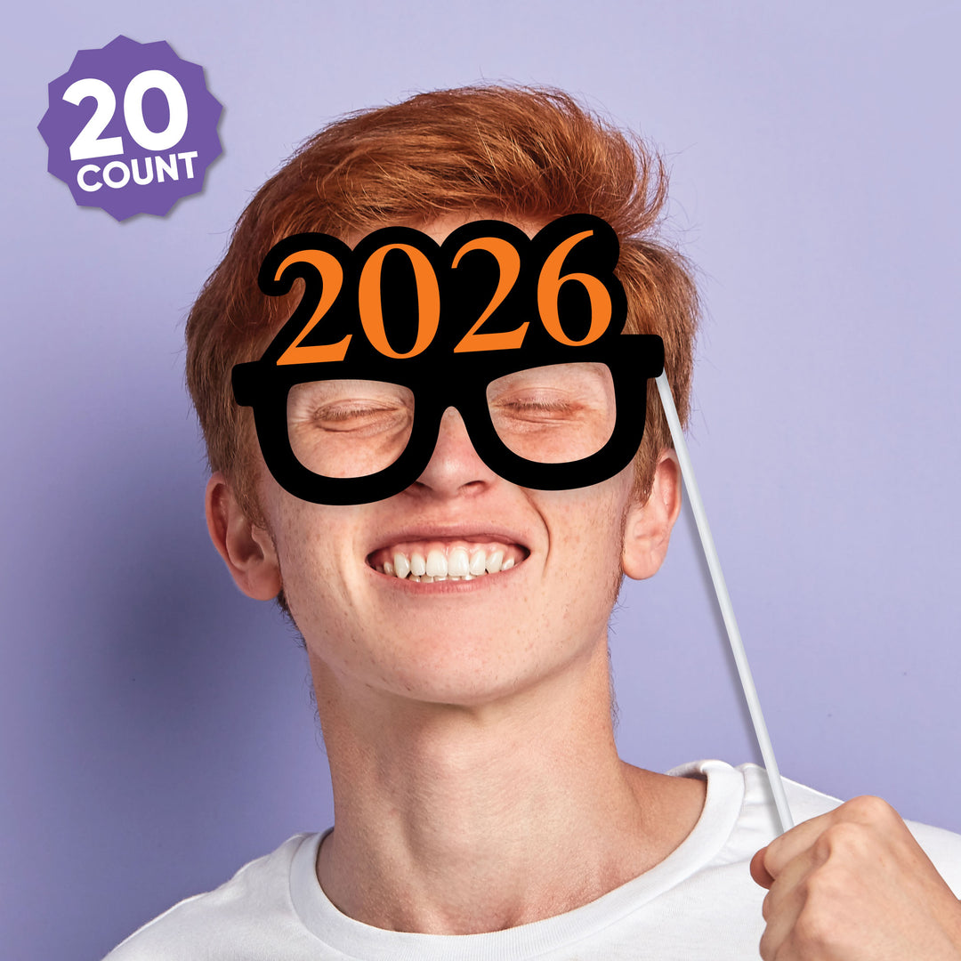 Orange Grad - 2026 Graduation Party Photo Booth Props Kit - 20 Count