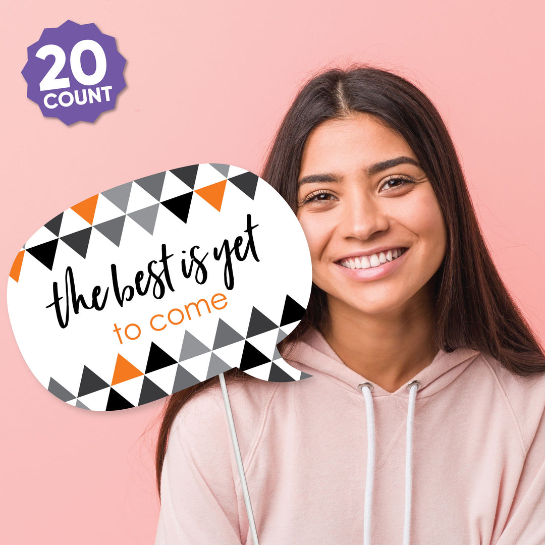 Orange Grad - 2026 Graduation Party Photo Booth Props Kit - 20 Count