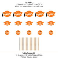 Orange Grad - Best is Yet to Come - 2026 Orange Graduation Party Centerpiece Sticks - Table Toppers - Set of 15