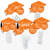 Orange Grad - Best is Yet to Come - 2026 Orange Graduation Party Centerpiece Sticks - Table Toppers - Set of 15