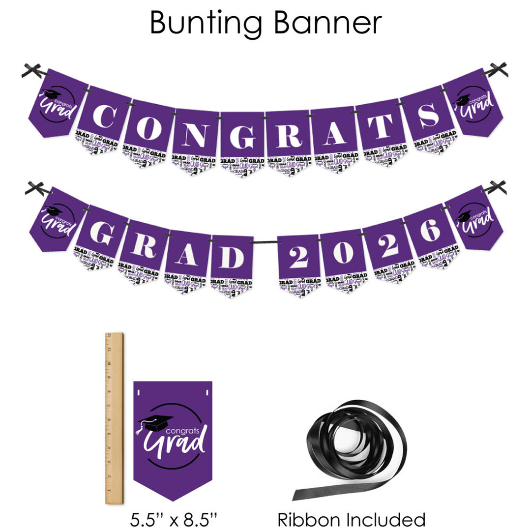 Purple Grad - Best is Yet to Come - 2026 Purple Graduation Party Supplies - Banner Decoration Kit - Fundle Bundle