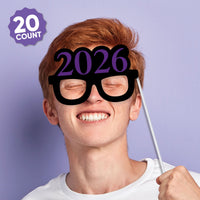Purple Grad - 2026 Graduation Party Photo Booth Props Kit - 20 Count