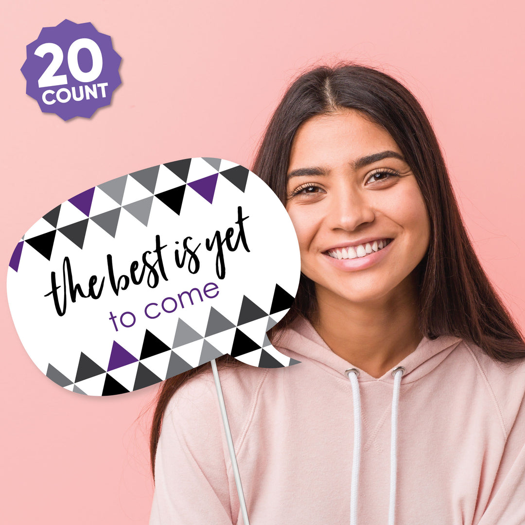 Purple Grad - 2026 Graduation Party Photo Booth Props Kit - 20 Count