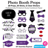 Purple Grad - 2026 Graduation Party Photo Booth Props Kit - 20 Count
