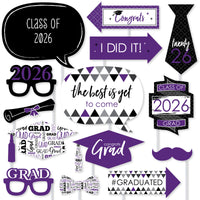 Purple Grad - 2026 Graduation Party Photo Booth Props Kit - 20 Count