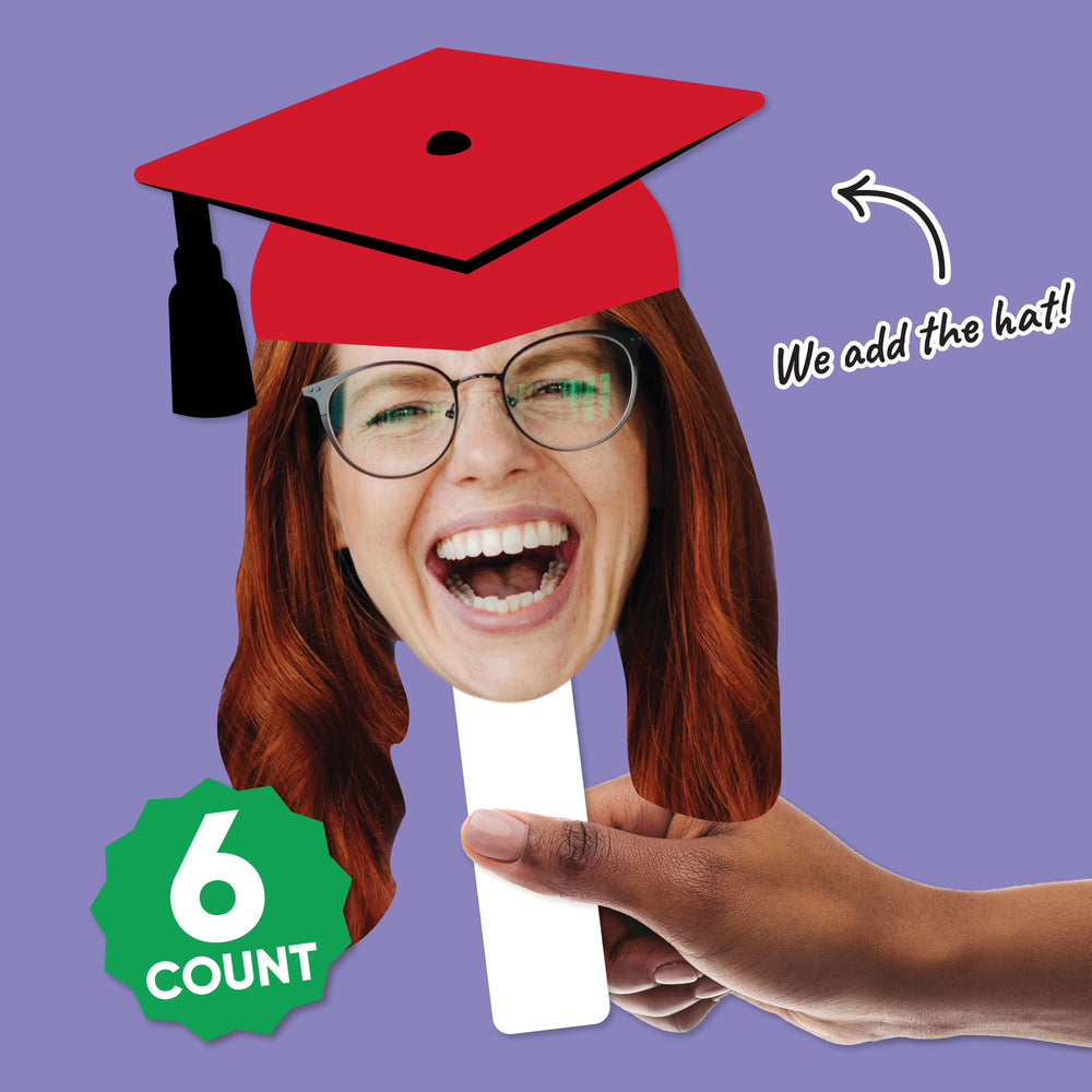 Custom Fun Face Red Grad Paddles - 6 Ct