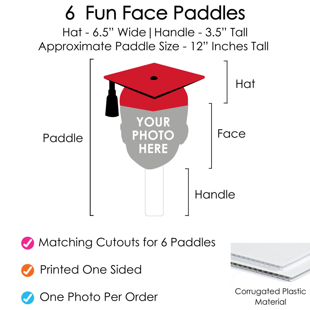 Custom Fun Face Red Grad Paddles - 6 Ct