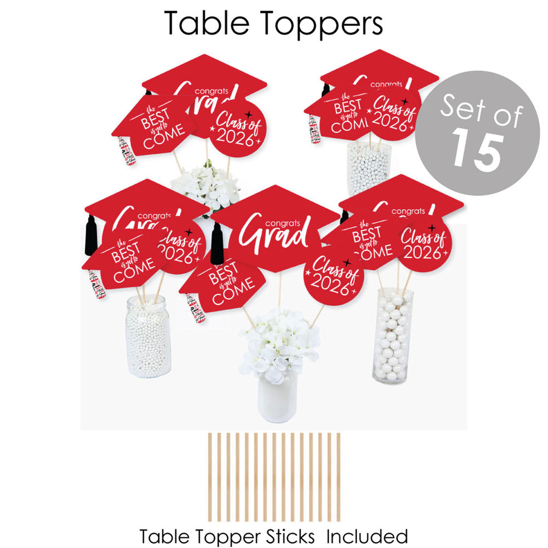 Red Grad - Best is Yet to Come - 2026 Red Graduation Party Supplies - Banner Decoration Kit - Fundle Bundle