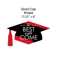 Red Grad - Best is Yet to Come - Grad Cap Lawn Decorations - Outdoor Red Graduation Party Yard Decorations - 10 Piece