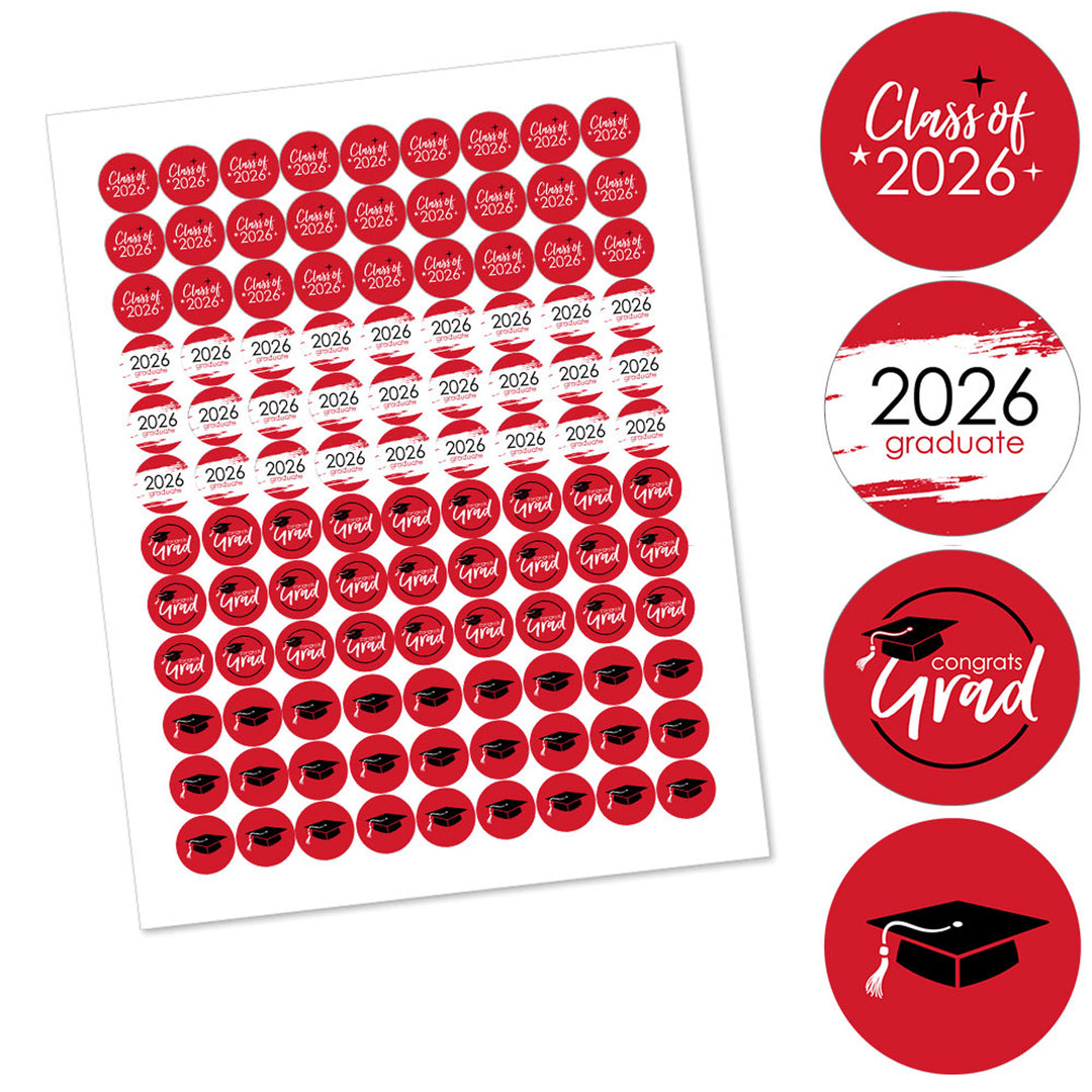 Red Grad - Best is Yet to Come - Round Candy Labels 2026 Graduation Party Favors - Fits Hershey's Kisses 108 Ct