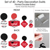Red Grad - Best is Yet to Come - 2026 Red Graduation Party Hanging Decor - Party Decoration Swirls - Set of 40