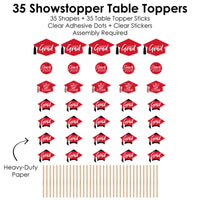 Red Grad - Best is Yet to Come - 2026 Red Graduation Party Centerpiece Sticks - Showstopper Table Toppers - 35 Pieces
