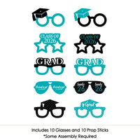 Teal Grad Glasses - Best is Yet to Come - Teal 2026 Paper Card Stock Graduation Party Photo Booth Props Kit - 10 Count