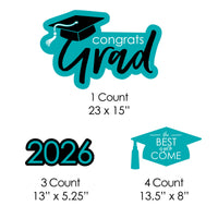 Teal Grad - Best is Yet to Come - Yard Sign & Outdoor Lawn Decorations - 2026 Turquoise Graduation Party Yard Signs - Set of 8