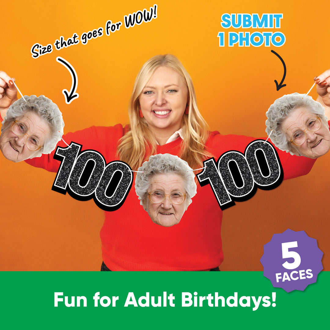 One photo creates five custom faces for 100th birthday garland