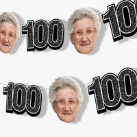 Black 100th birthday fun face garland banner