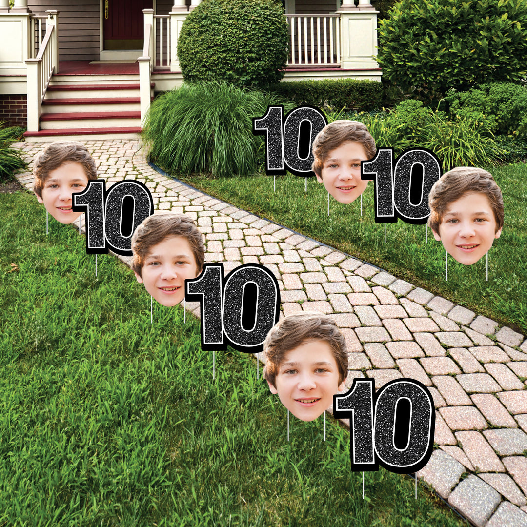 Custom Face Yard Signs - 10th Birthday - 10 Pc
