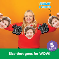 Submit one photo to create five custom faces for 10th birthday garland
