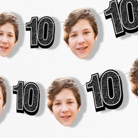 Black 10th birthday custom face garland decoration