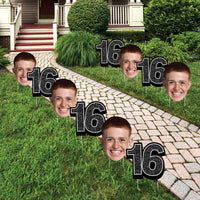Custom Face Yard Signs - 16th Birthday - 10 Pc