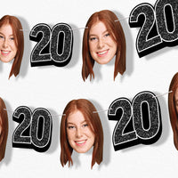 Black 20th birthday custom fun face banner
