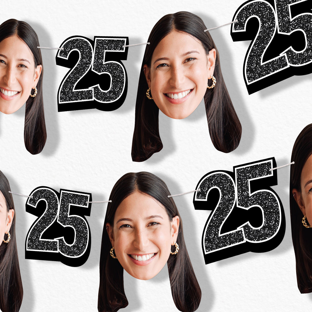 Custom Face 25th Birthday Garland Banner