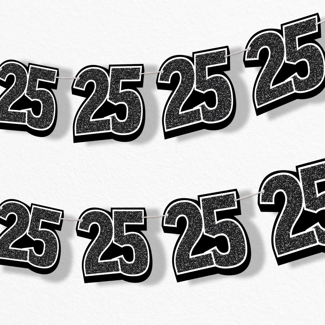 adult 25th birthday party garland banner