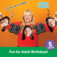 One photo creates five custom faces for 30th birthday garland