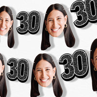 Black  30th birthday fun face garland banner