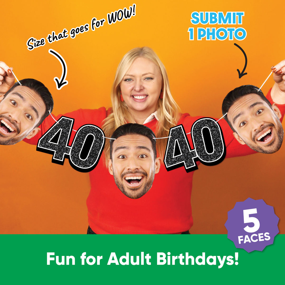 One photo creates five custom faces for 40th birthday garland