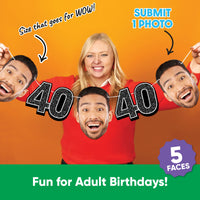 One photo creates five custom faces for 40th birthday garland