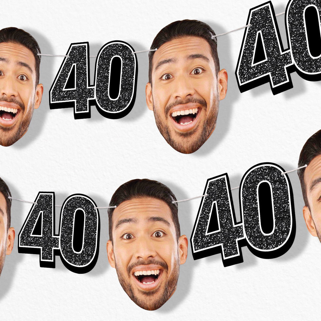 Custom Face 40th Birthday Garland Banner