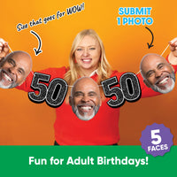 One photo creates five custom faces for 50th birthday garland