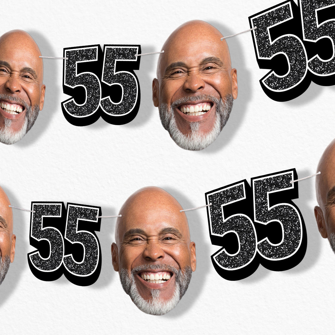 Custom Face 55th Birthday Garland Banner