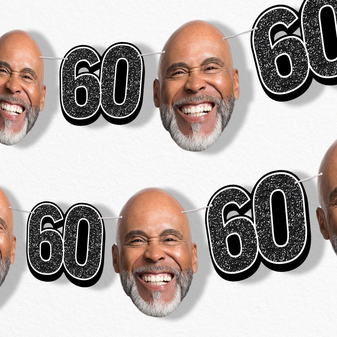 Black 60th birthday fun face garland banner