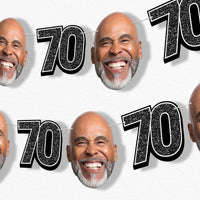 Black 70th birthday fun face garland banner