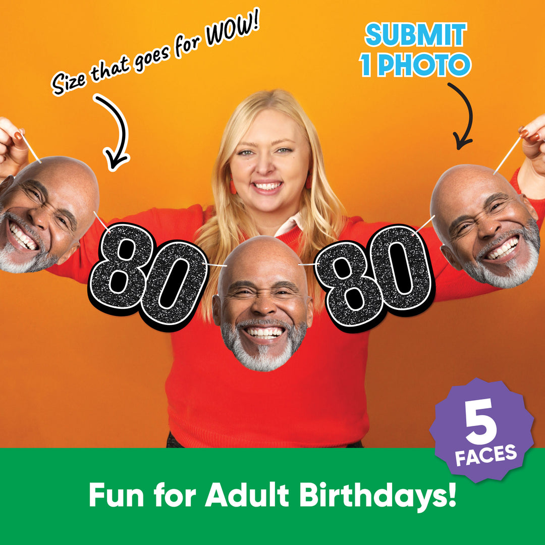 One photo creates five custom faces for 80th birthday garland