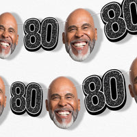 Black 80th birthday fun face garland banner