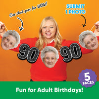 One photo creates five custom faces for 90th birthday garland